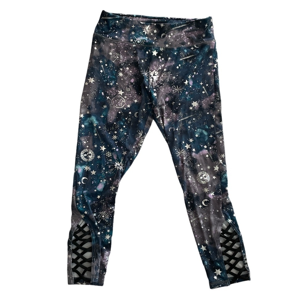 Justice CXJ Glitter Galaxy Leggings 16/18P Blue Activewear Pants Shiny Girls
